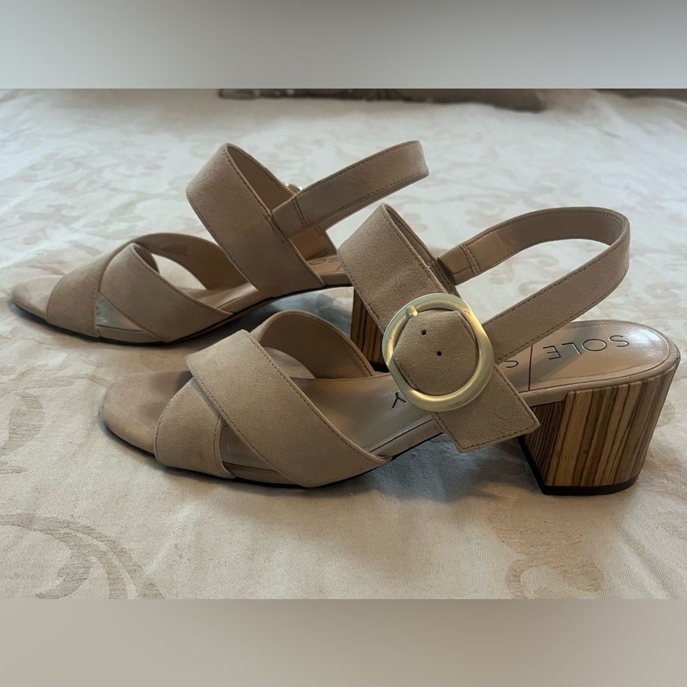 Sole Society Cream Suede Women's Sandals, 8.5M